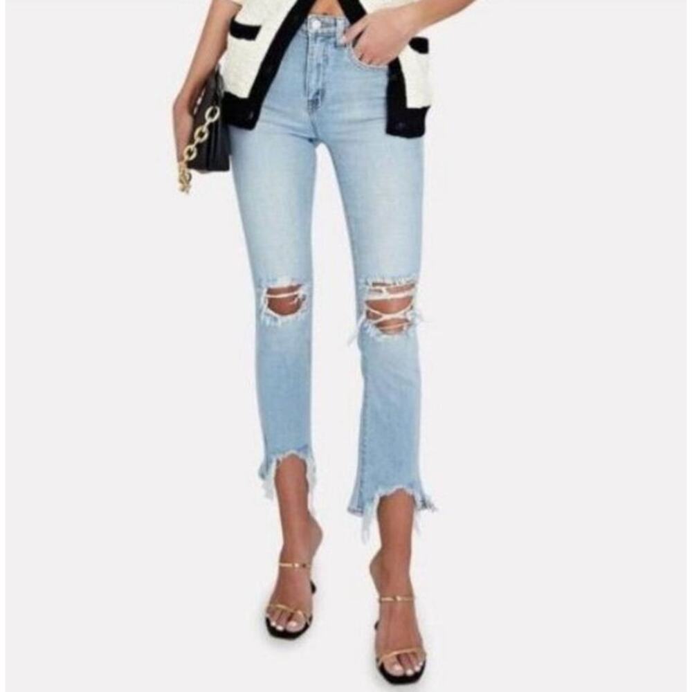 L'Agence Light Distressed High Rise Skinny Frayed Hem Sz 26